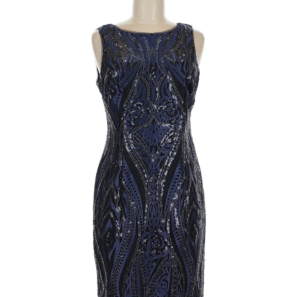 Calvin Klein Blue and Black Sequin Dress NWT Size 6